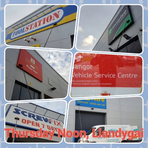 Window cleaning, sign cleaning and cladding cleaning at llandegai industrial estate Bangor